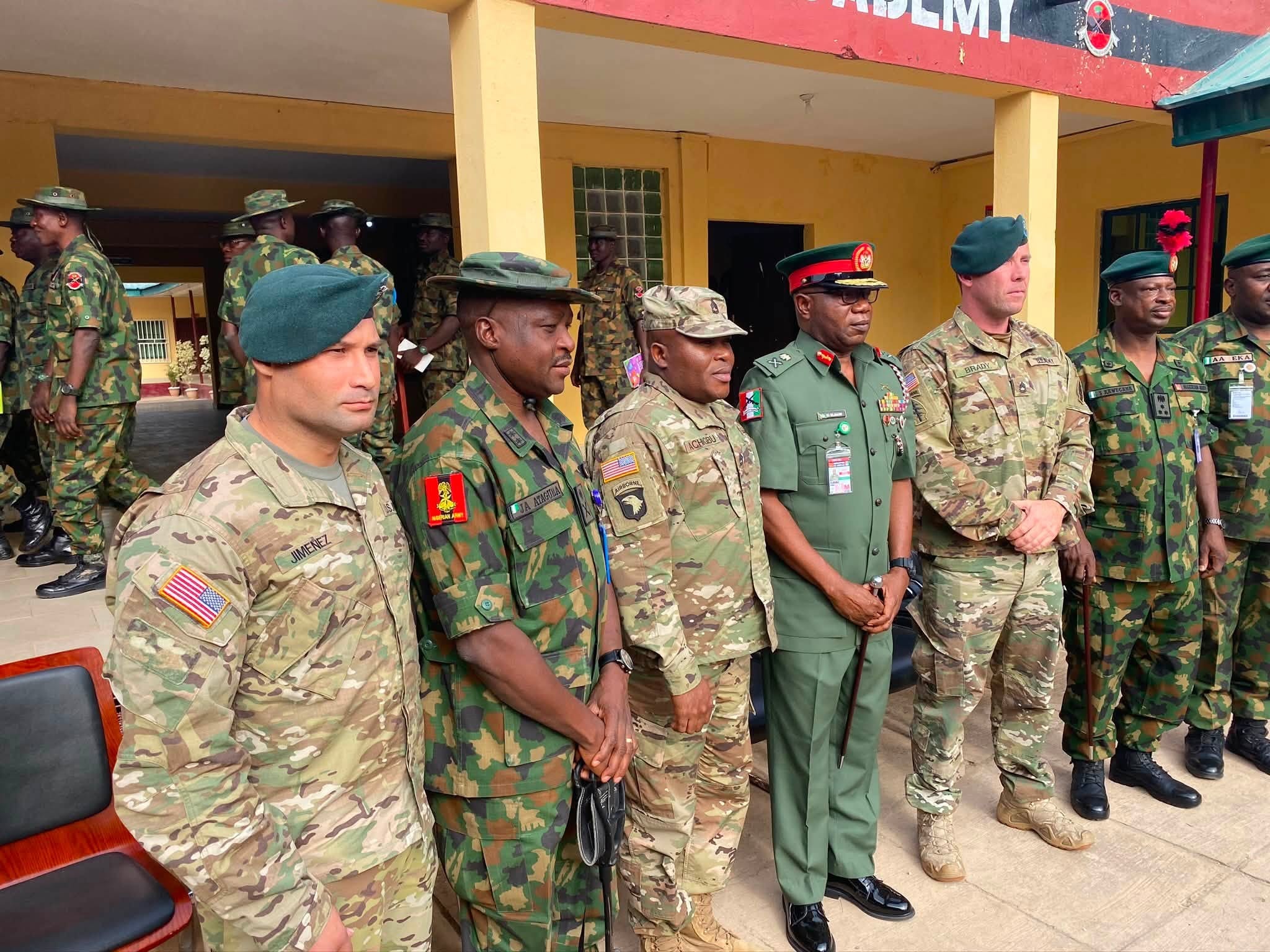 Sam with Nigerian Army officers at a military academy